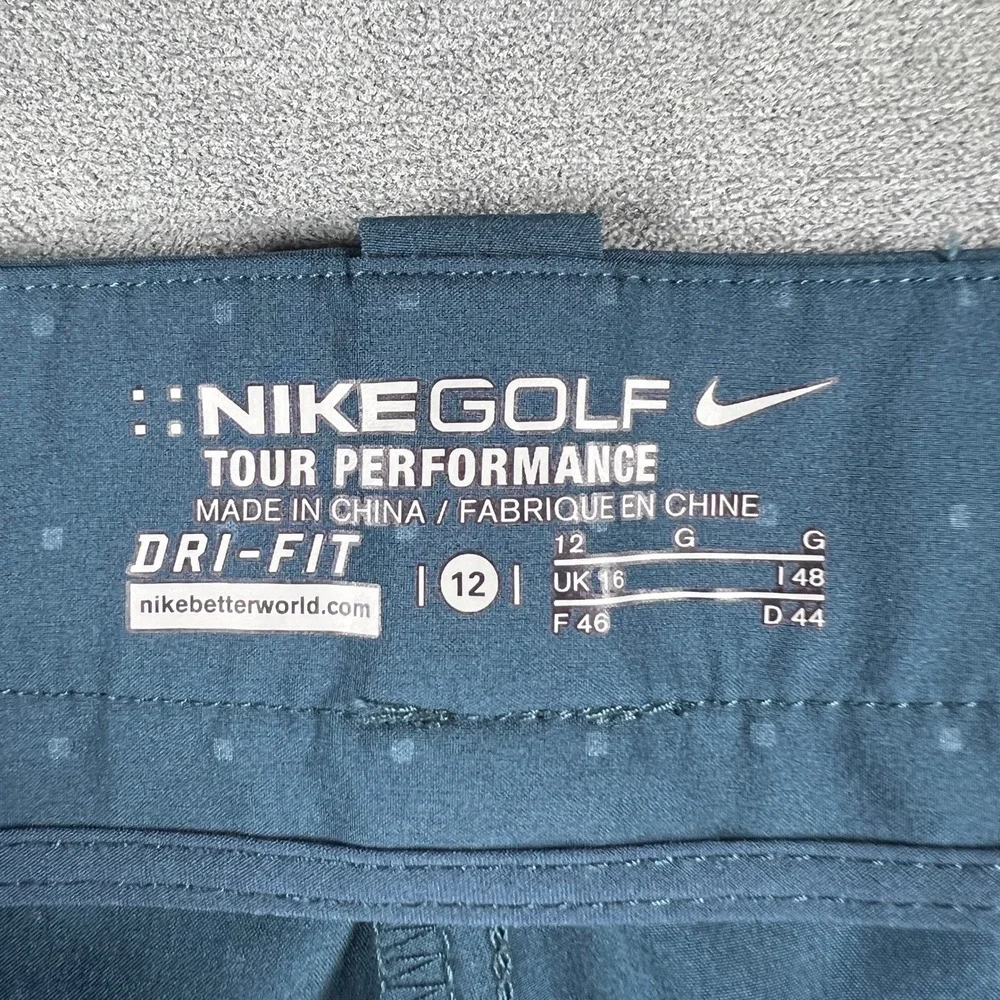 Nike Golf Tour Performance Dri-FIT Pants Womens 12 Blue Tonal Dot Zipper Pockets